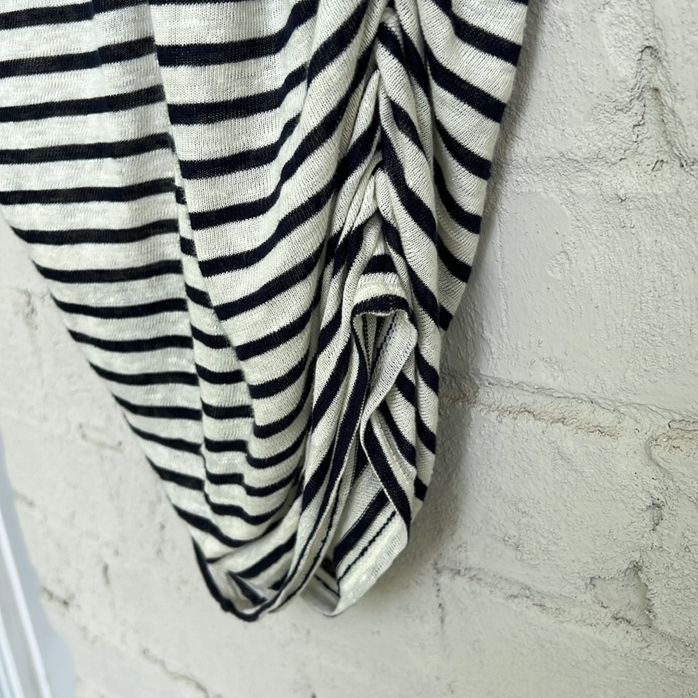 Alice + Olivia Air Black/White Striped Ruched Linen Knit Tank Dress XS - Picture 7 of 12